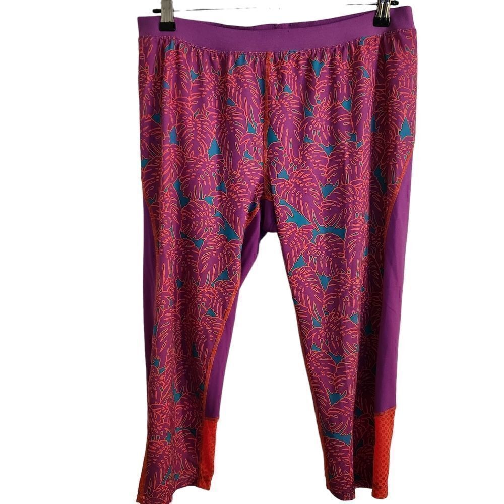 Merrell Capri Patterned Pull-On Leggings Back Zip Pocket Size XL